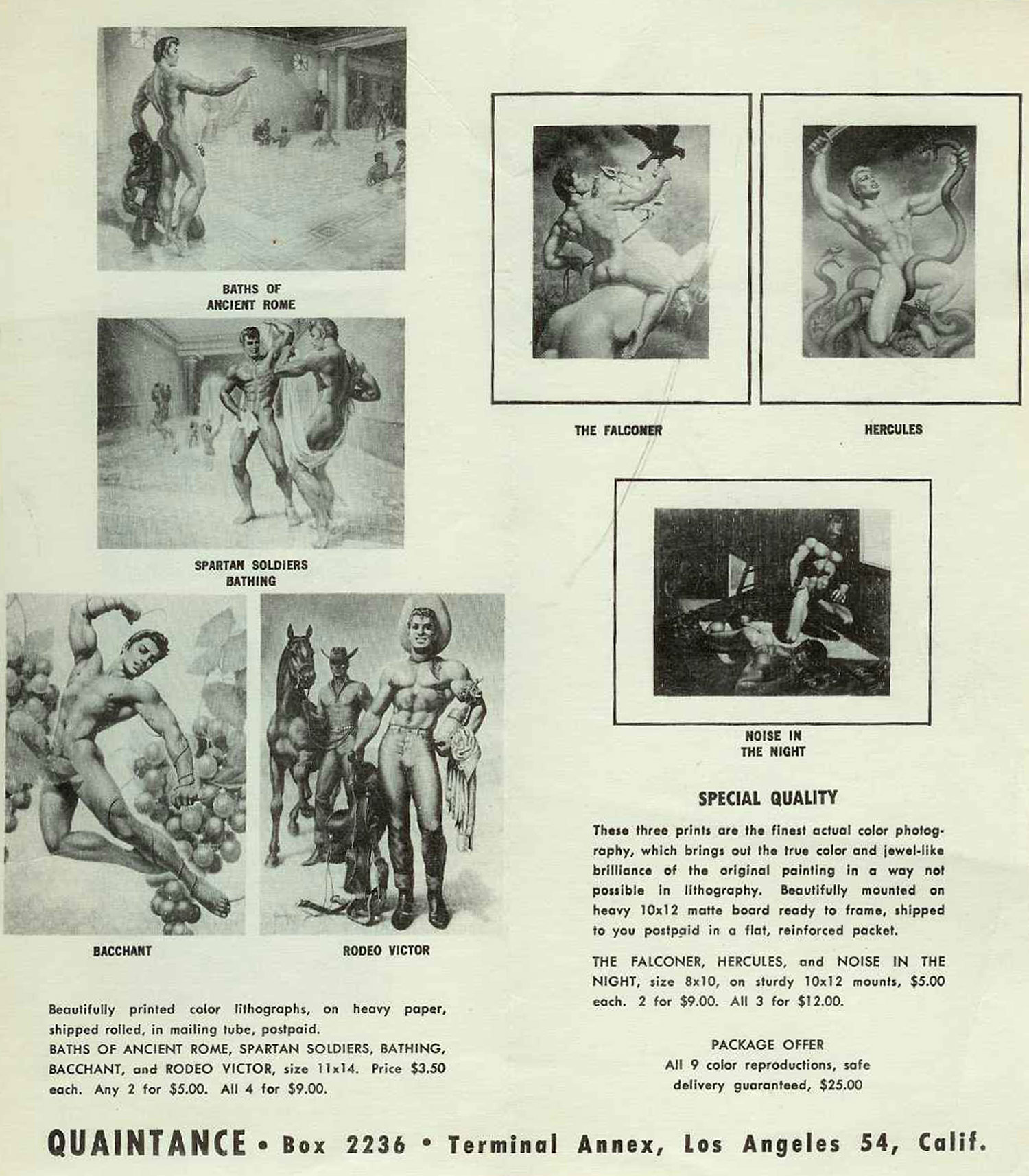 ad for color lithographs from the quaintance Studio