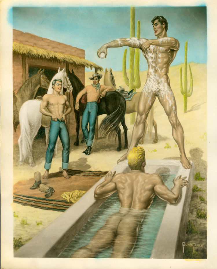 had tinted photograph of George Quaintance painting Morning